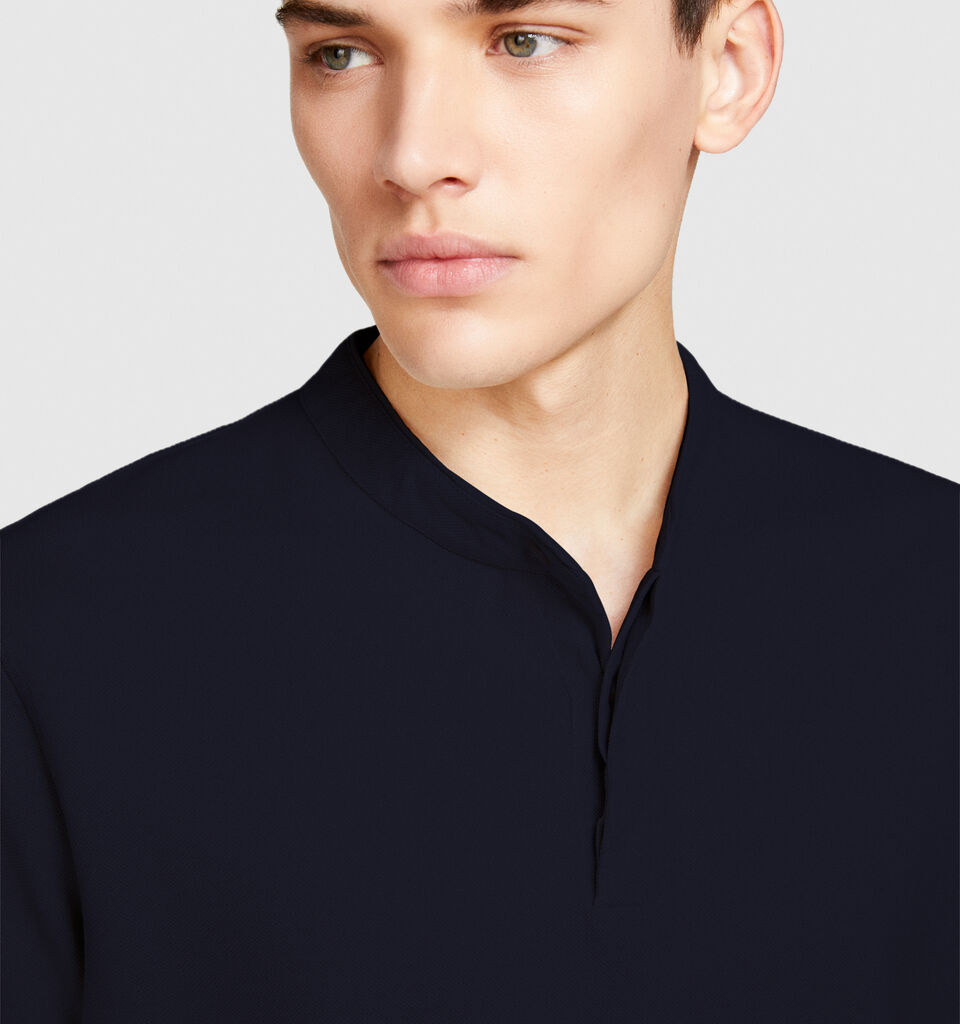 T-shirt in pique - men's short sleeve t-shirts - Dark Blue | Sisley image number 5